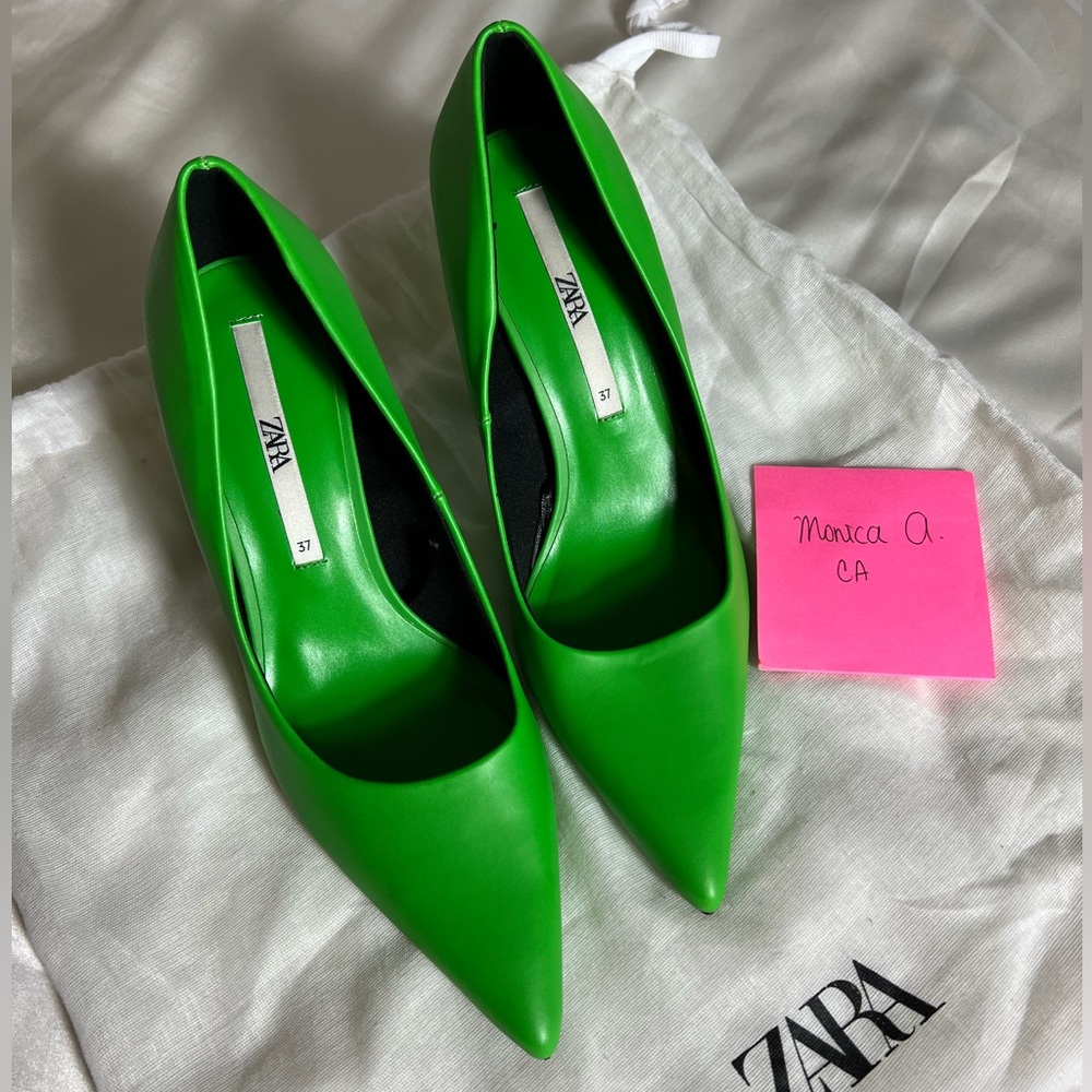 Zara Green Patent Leather Heels